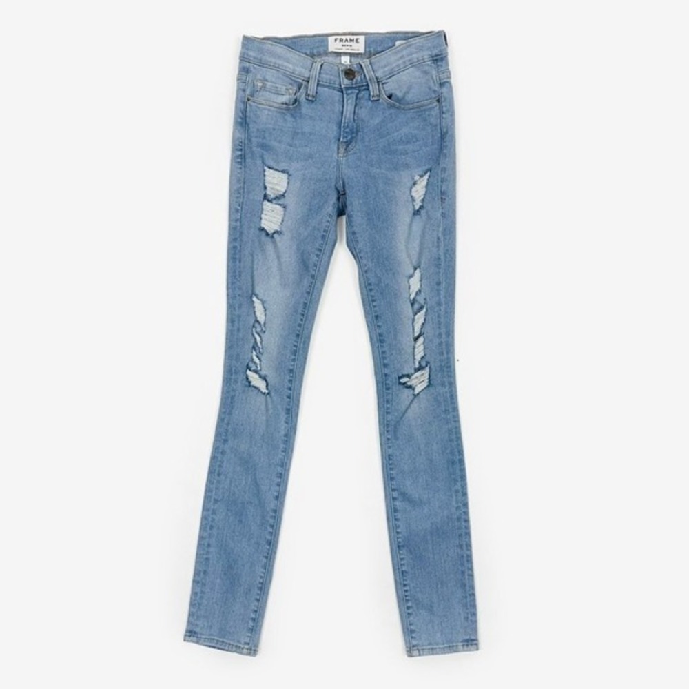 Frame Denim Le Skinny De Jeanne Size 26 Red Church Destroy Distressed Ripped